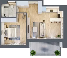 2 pokoje, mieszkanie 48,76 m², piętro 1, oferta nr 6.01.B03, Ogrody Andersa II, Gliwice, Wojska Polskiego, ul. Generała Władysława Andersa