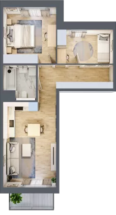 3 pokoje, mieszkanie 55,23 m², piętro 1, oferta nr 6.01.B04, Ogrody Andersa II, Gliwice, Wojska Polskiego, ul. Generała Władysława Andersa