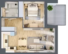 2 pokoje, mieszkanie 47,99 m², piętro 1, oferta nr 6.01.C09, Ogrody Andersa II, Gliwice, Wojska Polskiego, ul. Generała Władysława Andersa