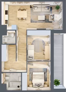 3 pokoje, mieszkanie 69,06 m², piętro 2, oferta nr 6.02.C16, Ogrody Andersa II, Gliwice, Wojska Polskiego, ul. Generała Władysława Andersa