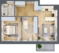 3 pokoje, mieszkanie 53,25 m², piętro 4, oferta nr 6.04.B12, Ogrody Andersa II, Gliwice, Wojska Polskiego, ul. Generała Władysława Andersa