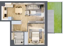 2 pokoje, mieszkanie 41,38 m², piętro 1, oferta nr 7.01.B03, Ogrody Andersa II, Gliwice, Wojska Polskiego, ul. Generała Władysława Andersa