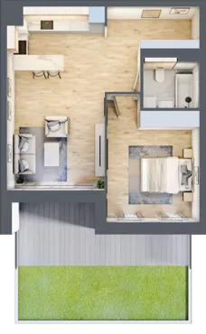 2 pokoje, mieszkanie 52,12 m², parter, oferta nr 7.00.C02, Ogrody Andersa II, Gliwice, Wojska Polskiego, ul. Generała Władysława Andersa