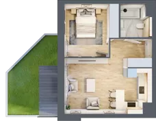 2 pokoje, mieszkanie 39,52 m², parter, oferta nr 7.00.D05, Ogrody Andersa II, Gliwice, Wojska Polskiego, ul. Generała Władysława Andersa