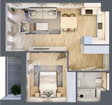 2 pokoje, mieszkanie 47,81 m², piętro 1, oferta nr 7.01.A07, Ogrody Andersa II, Gliwice, Wojska Polskiego, ul. Generała Władysława Andersa