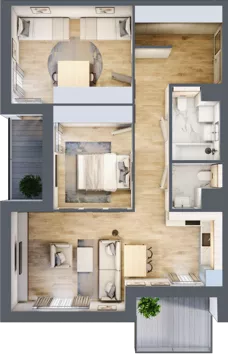 3 pokoje, mieszkanie 71,77 m², piętro 1, oferta nr 7.01.A09, Ogrody Andersa II, Gliwice, Wojska Polskiego, ul. Generała Władysława Andersa