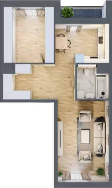 1 pokój, mieszkanie 59,47 m², piętro 1, oferta nr 7.01.B02, Ogrody Andersa II, Gliwice, Wojska Polskiego, ul. Generała Władysława Andersa