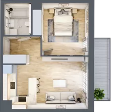 2 pokoje, mieszkanie 41,38 m², piętro 1, oferta nr 7.01.B03, Ogrody Andersa II, Gliwice, Wojska Polskiego, ul. Generała Władysława Andersa