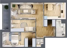 3 pokoje, mieszkanie 76,27 m², piętro 1, oferta nr 7.01.B06, Ogrody Andersa II, Gliwice, Wojska Polskiego, ul. Generała Władysława Andersa