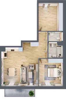 2 pokoje, mieszkanie 73,17 m², piętro 1, oferta nr 7.01.C03, Ogrody Andersa II, Gliwice, Wojska Polskiego, ul. Generała Władysława Andersa