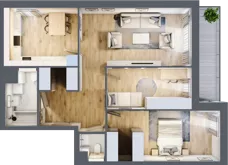 3 pokoje, mieszkanie 76,56 m², piętro 1, oferta nr 7.01.D06, Ogrody Andersa II, Gliwice, Wojska Polskiego, ul. Generała Władysława Andersa