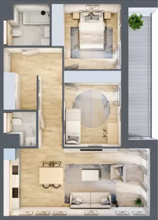 3 pokoje, mieszkanie 69,69 m², piętro 1, oferta nr 7.01.D07, Ogrody Andersa II, Gliwice, Wojska Polskiego, ul. Generała Władysława Andersa