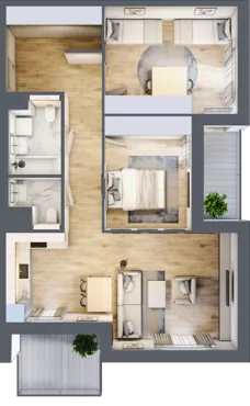3 pokoje, mieszkanie 73,99 m², piętro 1, oferta nr 7.01.D08, Ogrody Andersa II, Gliwice, Wojska Polskiego, ul. Generała Władysława Andersa