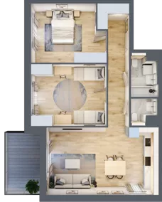 3 pokoje, mieszkanie 73,59 m², piętro 1, oferta nr 7.01.D09, Ogrody Andersa II, Gliwice, Wojska Polskiego, ul. Generała Władysława Andersa