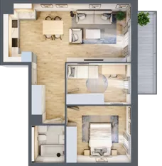 3 pokoje, mieszkanie 58,97 m², piętro 2, oferta nr 7.02.A11, Ogrody Andersa II, Gliwice, Wojska Polskiego, ul. Generała Władysława Andersa