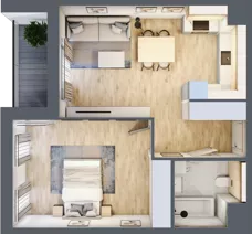 2 pokoje, mieszkanie 47,86 m², piętro 2, oferta nr 7.02.A12, Ogrody Andersa II, Gliwice, Wojska Polskiego, ul. Generała Władysława Andersa