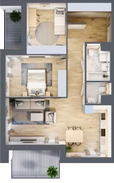 3 pokoje, mieszkanie 71,59 m², piętro 2, oferta nr 7.02.A14, Ogrody Andersa II, Gliwice, Wojska Polskiego, ul. Generała Władysława Andersa