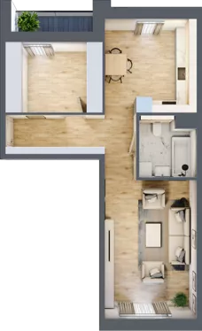1 pokój, mieszkanie 54,57 m², piętro 2, oferta nr 7.02.C05, Ogrody Andersa II, Gliwice, Wojska Polskiego, ul. Generała Władysława Andersa