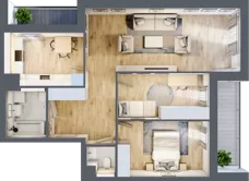 3 pokoje, mieszkanie 72,84 m², piętro 2, oferta nr 7.02.D12, Ogrody Andersa II, Gliwice, Wojska Polskiego, ul. Generała Władysława Andersa