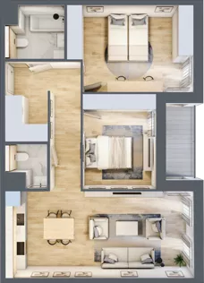 3 pokoje, mieszkanie 74,86 m², piętro 2, oferta nr 7.02.D13, Ogrody Andersa II, Gliwice, Wojska Polskiego, ul. Generała Władysława Andersa