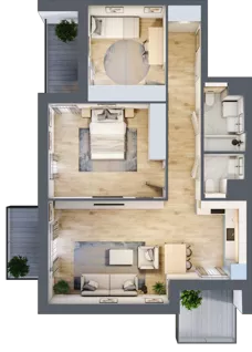 3 pokoje, mieszkanie 68,97 m², piętro 2, oferta nr 7.02.D15, Ogrody Andersa II, Gliwice, Wojska Polskiego, ul. Generała Władysława Andersa
