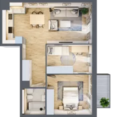 3 pokoje, mieszkanie 58,90 m², piętro 3, oferta nr 7.03.A16, Ogrody Andersa II, Gliwice, Wojska Polskiego, ul. Generała Władysława Andersa