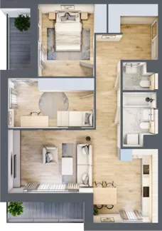 3 pokoje, mieszkanie 68,97 m², piętro 3, oferta nr 7.03.A19, Ogrody Andersa II, Gliwice, Wojska Polskiego, ul. Generała Władysława Andersa
