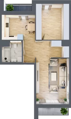 1 pokój, mieszkanie 55,75 m², piętro 3, oferta nr 7.03.B12, Ogrody Andersa II, Gliwice, Wojska Polskiego, ul. Generała Władysława Andersa