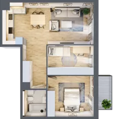 3 pokoje, mieszkanie 58,85 m², piętro 4, oferta nr 7.04.A21, Ogrody Andersa II, Gliwice, Wojska Polskiego, ul. Generała Władysława Andersa