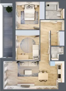 3 pokoje, mieszkanie 69,01 m², piętro 4, oferta nr 7.04.B19, Ogrody Andersa II, Gliwice, Wojska Polskiego, ul. Generała Władysława Andersa