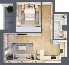 2 pokoje, mieszkanie 45,08 m², piętro 4, oferta nr 7.04.D27, Ogrody Andersa II, Gliwice, Wojska Polskiego, ul. Generała Władysława Andersa