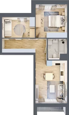 3 pokoje, mieszkanie 52,32 m², piętro 1, oferta nr 8.01.A05, Ogrody Andersa II, Gliwice, Wojska Polskiego, ul. Generała Władysława Andersa