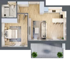 2 pokoje, mieszkanie 48,94 m², piętro 1, oferta nr 8.01.B03, Ogrody Andersa II, Gliwice, Wojska Polskiego, ul. Generała Władysława Andersa