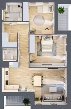 3 pokoje, mieszkanie 76,20 m², piętro 1, oferta nr 8.01.C08, Ogrody Andersa II, Gliwice, Wojska Polskiego, ul. Generała Władysława Andersa