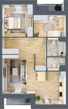 3 pokoje, mieszkanie 70,10 m², piętro 2, oferta nr 8.02.B05, Ogrody Andersa II, Gliwice, Wojska Polskiego, ul. Generała Władysława Andersa