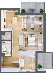 3 pokoje, mieszkanie 70,84 m², piętro 2, oferta nr 8.02.C20, Ogrody Andersa II, Gliwice, Wojska Polskiego, ul. Generała Władysława Andersa