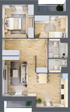 3 pokoje, mieszkanie 70,28 m², piętro 4, oferta nr 8.04.B11, Ogrody Andersa II, Gliwice, Wojska Polskiego, ul. Generała Władysława Andersa