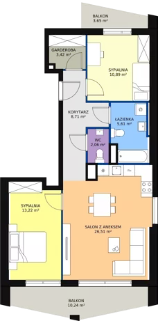 3 pokoje, mieszkanie 70,42 m², piętro 3, oferta nr B1_4, ATAL Zawiślańska Wille Miejskie, Gdańsk, Stogi, ul. Zawiślańska