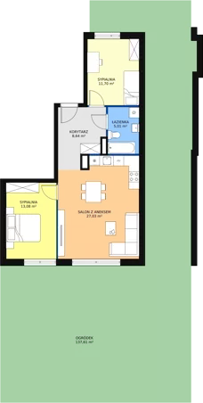 3 pokoje, mieszkanie 65,46 m², parter, oferta nr B2_1, ATAL Zawiślańska Wille Miejskie, Gdańsk, Stogi, ul. Zawiślańska