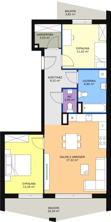 3 pokoje, mieszkanie 73,48 m², piętro 1, oferta nr B2_2, ATAL Zawiślańska Wille Miejskie, Gdańsk, Stogi, ul. Zawiślańska