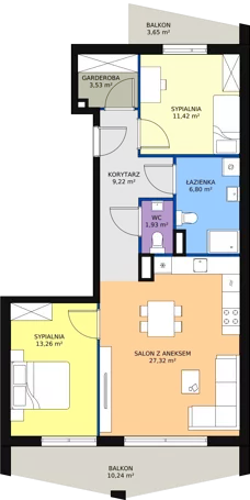 3 pokoje, mieszkanie 73,48 m², piętro 2, oferta nr B2_3, ATAL Zawiślańska Wille Miejskie, Gdańsk, Stogi, ul. Zawiślańska