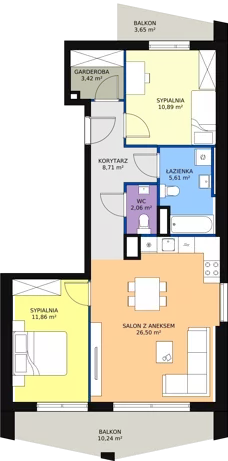 3 pokoje, mieszkanie 69,05 m², piętro 3, oferta nr B2_4, ATAL Zawiślańska Wille Miejskie, Gdańsk, Stogi, ul. Zawiślańska