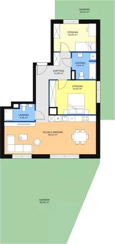 3 pokoje, mieszkanie 76,16 m², parter, oferta nr B7_1, ATAL Zawiślańska Wille Miejskie, Gdańsk, Stogi, ul. Zawiślańska