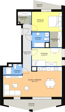 3 pokoje, mieszkanie 78,18 m², piętro 3, oferta nr B7_4, ATAL Zawiślańska Wille Miejskie, Gdańsk, Stogi, ul. Zawiślańska