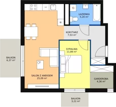 2 pokoje, mieszkanie 54,07 m², piętro 2, oferta nr C1_3, ATAL Zawiślańska Wille Miejskie, Gdańsk, Stogi, ul. Zawiślańska