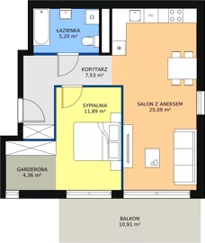 2 pokoje, mieszkanie 54,07 m², piętro 1, oferta nr C2_2, ATAL Zawiślańska Wille Miejskie, Gdańsk, Stogi, ul. Zawiślańska