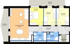 4 pokoje, mieszkanie 87,80 m², piętro 3, oferta nr E1_4, ATAL Zawiślańska Wille Miejskie, Gdańsk, Stogi, ul. Zawiślańska