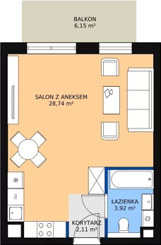 1 pokój, mieszkanie 34,78 m², parter, oferta nr 1.1.6, Osiedle Przyjemne - etap I, Gdańsk, Jasień, ul. Flisykowskiego