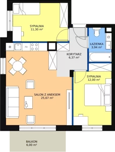 3 pokoje, mieszkanie 60,25 m², parter, oferta nr 3.2.2, Osiedle Przyjemne - etap II, Gdańsk, Jasień, ul. Flisykowskiego
