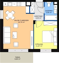 2 pokoje, mieszkanie 44,80 m², piętro 1, oferta nr 4.3.2, Osiedle Przyjemne - etap II, Gdańsk, Jasień, ul. Flisykowskiego